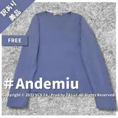 【訳あり美品】Andemiu 長袖カットソー ブルー シンプル 春秋 ✓3895