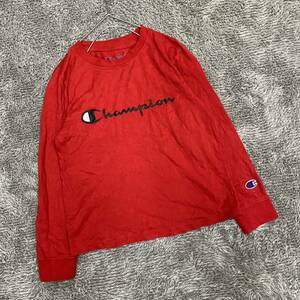 Champion チャンピオン 長袖Tシャツ 長袖カットソー ロンT レッド 赤 キッズ 子供服 メンズ トップス 最落なし （S17）