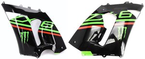 160【評価A】 ZX-6R ZX6R ZX636C ニンジャ 実動 ZXMT アンダー ミドル サイド カバー カウル 左右 セット D0606-2/3 NINJA 黒緑赤 カラー