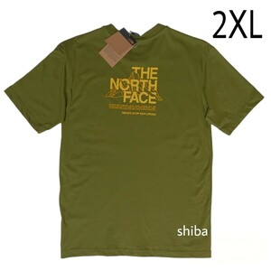 THE NORTH FACE ノースフェイス tシャツ 半袖 マウンテン スケッチ カーキ 緑 イエロー オレンジ 海外2XLサイズ