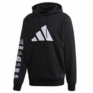 adidas アディダス スウェット パーカー プルオーバー裏起毛 保温 (3XOサイズ)ブラック★稀少モデル！