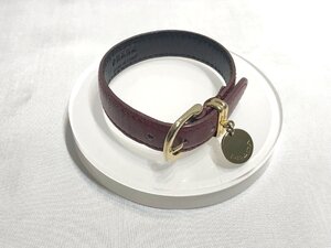 ■【YS-1】 プラダ PRADA バングル ブレスレット ■ ベルトモチーフ 赤紫 ボルドー系 3穴 全長22cm 太さ1cm 【同梱可能商品】■D