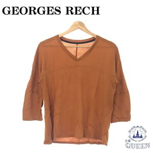 GEORGES RECH ジョルジュレッシュ カットソー トップス 7分袖 Tシャツ Vネック レディース ブラウン 38 日本製 901-159 送料無料