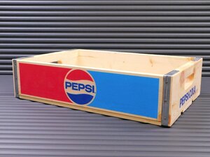 【ＰＥＰＳＩ・ペプシ】※《ウッドボックス／７０年代ロゴ》 アメリカン雑貨　インテリア収納　ドリンクケース　木箱