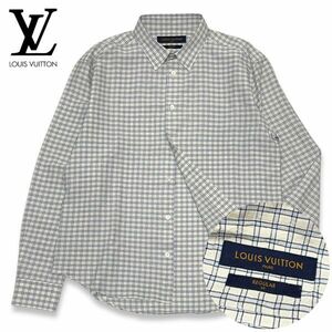 3 国内正規品 LOUIS VUITTON ルイヴィトン 18ss FGCHES08 長袖コットン ジャガード織り モノグラム チェックシャツ ドレスshirt イタリア製