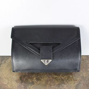 YVES SAINT LAURENT LOGO LEATHER CLUTCH BAG/イヴサンローランロゴレザークラッチバッグ