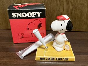 1966 SNOOPY SANRIO United Feature Syndicate Retro Figure スヌーピー 人形 フィギュア テニス ペン ホルダー MADE IN JAPAN ビンテージ