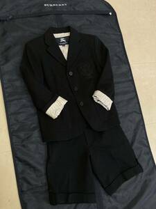 【フォーマル】BURBERRYLONDON バーバリーロンドン キッズ 男の子 120 パンツスーツ セット ブラック 袖口チェック裏地