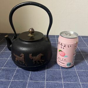 龍文堂 鉄瓶 ，銀象嵌 銅蓋 茶道具 煎茶道具
