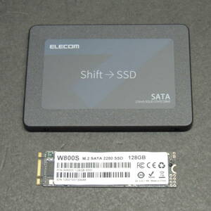 【2台まとめ売り/検品済み】ELECOM SSD 240GB ESD-IB0240G / Wibtek M.2 W800S 128GB (使用時間：2h/1748h) 管理:ロ-73