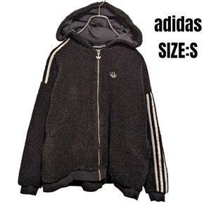 冬物40％OFF 最終価格■　adidas アディダス ボアジャケット Sサイズ ビッグシルエット ブラック　レディースジャケット　adidasジャケット