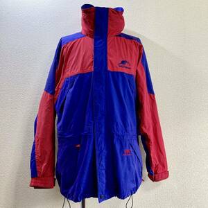 90S ヘリーハンセン HELLY HANSEN ナイロンジャケット Ｍ（大き目）実寸L位 赤×青 セーリングジャケット マウンテンパーカー 古着 刺繍