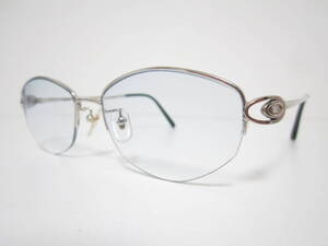 【108】Chopard　CD1504T　Ti-P　ショパール　ダイヤモンド　約0.025ct　1.8mm　シルバーｘネイビーラメ　眼鏡　状態良品