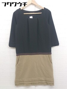 ◇ green label relaxing UNITED ARROWS 七分袖 膝丈 ワンピース ブラック ブラウン レディース