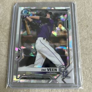 Topps Bowman Chrome 2021 Colorado Rockies Zac Veen Cracked Ice