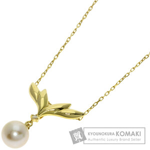 MIKIMOTO ミキモト パール 真珠 1P ダイヤモンド ネックレス K18イエローゴールド レディース 中古