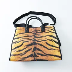 バーバリー BURBERRY Tiger print tote bag タイガープリント レザー トートバッグ /オレンジ ハンドバッグ【2400014163612】