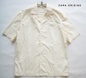 美品!!ザラ オリジンズ ZARA ORIGINS*ワイドシルエット 半袖オープンカラーシャツ M ベージュ 開襟