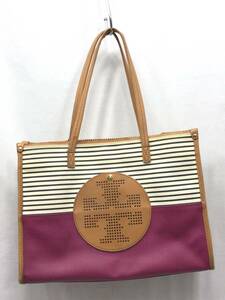 TORY BURCH トリーバーチ トートバッグ ボーダー ピンク系 23121101