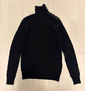 ラルフローレン　RALPH LAUREN タートルネック ニット　アラン柄　カシミア　ブラック　Sサイズ　中古　美品　ウール　ポロラルフローレン