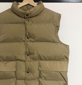 激レア☆ 80s縦型ポケット USA製 L.L.Bean ダウン ベスト ベージュ M ナイロン ビンテージ ジャケット バーズアイ エルエル ビーン 70s 90s