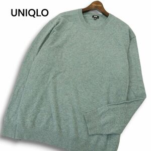 UNIQLO ユニクロ 秋冬 高級!! カシミヤ100％★ クルーネック ニット セーター Sz.4XL　メンズ 大きいサイズ 特大　A4T12174_B#K