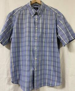 DOCKERS ブルー系チェック 半袖ボタンダウンシャツ XL (US-FIT) USA輸入本場アメリカンカジュアル古着 F-156