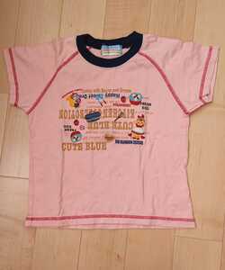 POPS LEMOM ピンク 女の子 リス イチゴ 可愛いプリント 130 英文字 半袖Tシャツ