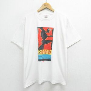 L/古着 半袖 ビンテージ Tシャツ メンズ 00s ベイトゥーブレイカーズ アート サンフランシスコ コットン クルーネック 白 ホワイト spe 24f