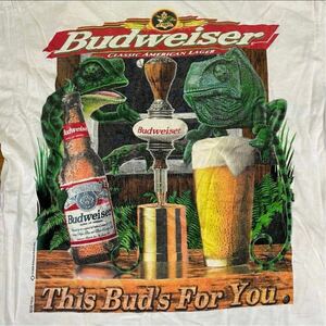 当時物 バドワイザー Budweiser カメレオン VINTAGE Tシャツ ビール 企業物 大判 アメリカ ヴィンテージ USA 90s y2k 製 00s STP Marlboro
