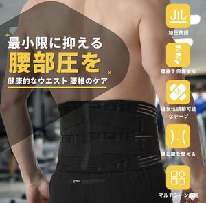 腰サポーター 保護腰用 けが防止 腰コルセット 薄型 弾性 メッシュ通気 良好な固定力サポート　(S (腰囲50-75cm))