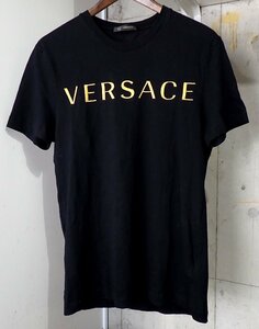 22SS ヴェルサーチ VERSACE ロゴ刺繍 迷彩 半袖 カットソー メンズ Tシャツ S ブラック 1729