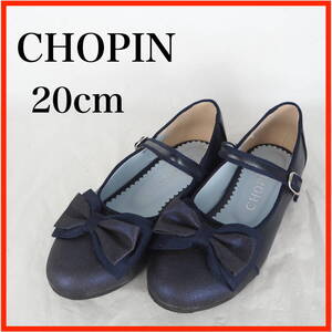 MK8963★美品★CHOPIN*ショパン*キッズフォーマルシューズ*ダブルリボン*20cm*ネイビー*