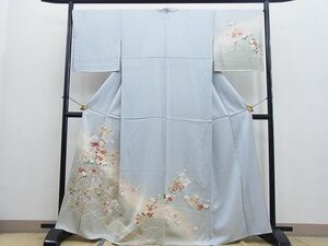 平和屋野田店■訪問着　単衣　松皮菱草花文　暈し染め　金銀彩　逸品　未使用　BAAJ5758pm