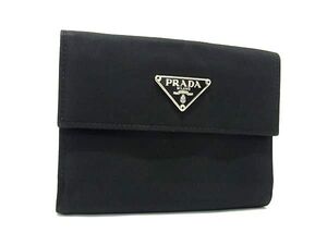 1円 ■美品■ PRADA プラダ テスートナイロン 二つ折り 財布 ウォレット 小銭入れ 札入れ カード入れ ブラック系 FB9050