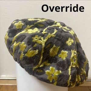 美品◇Override◇オーバーライド◇花柄ベレー帽