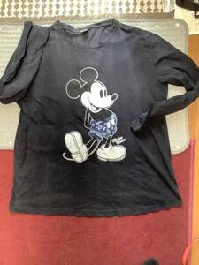 長袖 Tシャツ メンズ ディズニー DISNEY ミッキー MICKEY MOUSE 大きいサイズ3L 黒　洗濯済み　 中古　送料230円