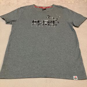 PUMA プーマ バーバリー柄 Tシャツ サイズL グレー 美品 バックプリントあり