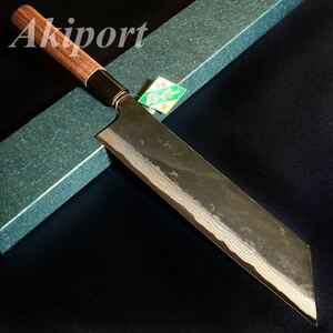 司作　和包丁 切付　牛刀　210mm 21cm 青紙スーパー　ダマスカス 黒打ち仕上げ　忠義鍛造　土佐打ち刃物