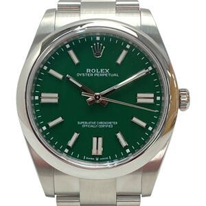 ☆☆ ROLEX ロレックス オイスターパーペチュアル 41 124300 グリーン 自動巻き メンズ 腕時計 箱・ギャランティ有 やや傷や汚れあり