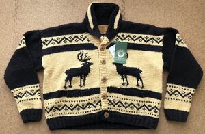 新品 定価84700円 カナディアンセーター ショールカラー カーディガン　　カウチン CANADIAN SWEATER メイプルリーフ 木製ボタン 柳6310