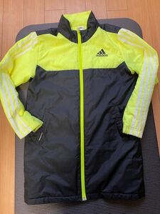 adidas アディダス Climastorm ナイロンジャンパー ベンチコート　キッズ 150 子供服 蛍光黄×黒 