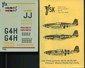 D Aviation USK デカール 1/72 7102 P-51 B/D ムスタング 2