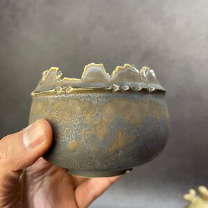 え062 HAND MADE 植木鉢 陶器 （塊根植物 invisible inkraw life factory SRL 信楽焼　伝市鉢　カタチ製作所 グラキリス）