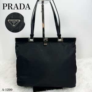 超美品！PRADA プラダ　テスートナイロン×レザー　三角ロゴ　ハンドバッグ　トートバッグ　