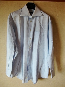 Bagutta バグッタ 長袖シャツ ＬＢ 水色 綿100％ 胸ポケット1つ有 日本製 蝶矢（株）