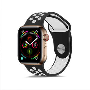 42MM/44MM 黒/白 Apple Watch用 バンド シリコン製 多空気穴通気性 スポーツ バンド アップルウォッチ Apple Watch Series 6/5/4/3/2/1