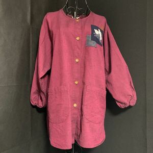 ☆久留米特産 Chree Heart シャツ 割烹着 上着 藍染 生地 刺し子 リメイク 素材 ハンドメイド 古布 型染め 絣 パッチワーク かすり (8351)