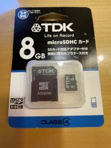 未開封品・TDK・microSDHCカード・SDカード対応アダプター付・8GB・500円