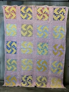 ~40s FLY FOOT PATCHWORK QUILT ヴィンテージ ビンテージ フライフット パッチワークキルト SWASTIKA スワスティカ マンジ 卍 30s 送料無料